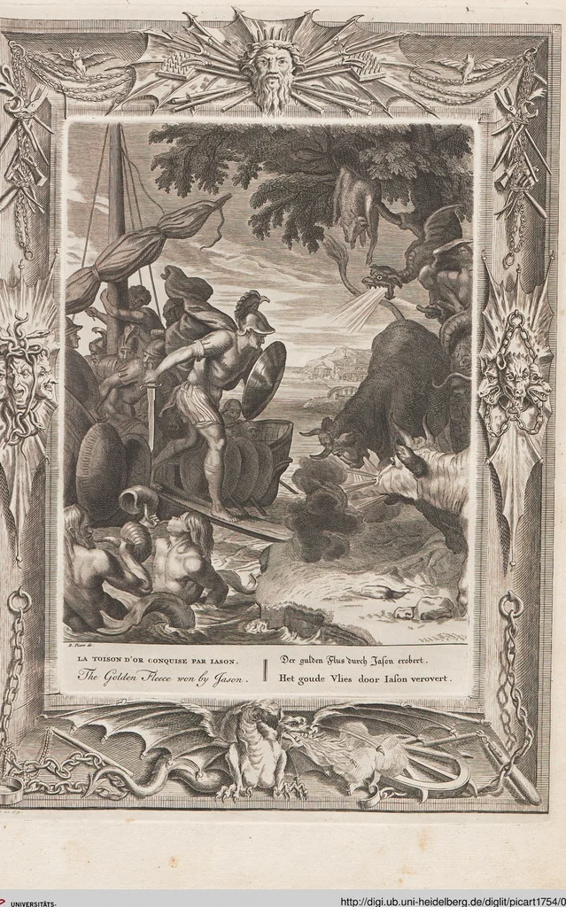 An illustration from Neueröffneter Musen-Tempel: welcher das allermerkwürdigste, aus den Fabeln der Alten in 60 auserlesenen und schönen Kupfern von Bernard Picart und andern kunstreichen Männern vorstellet ; mit deutlichen Erklärungen und Anmerkungen, 1754, leaf 196
