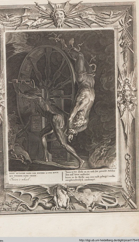 An illustration from Neueröffneter Musen-Tempel: welcher das allermerkwürdigste, aus den Fabeln der Alten in 60 auserlesenen und schönen Kupfern von Bernard Picart und andern kunstreichen Männern vorstellet ; mit deutlichen Erklärungen und Anmerkungen, 1754, leaf 231
