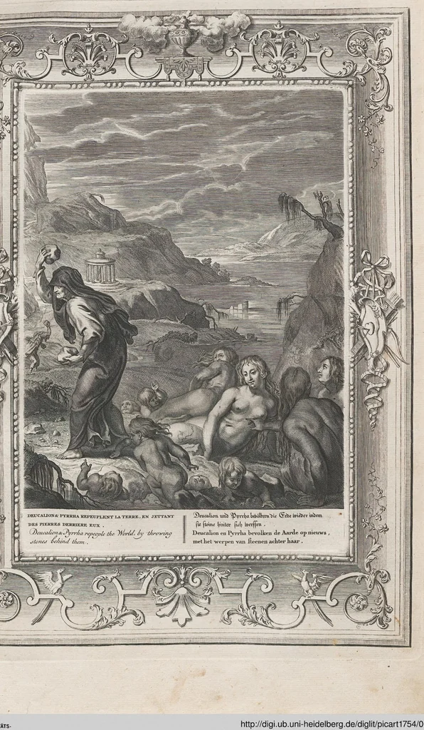 An illustration from Neueröffneter Musen-Tempel: welcher das allermerkwürdigste, aus den Fabeln der Alten in 60 auserlesenen und schönen Kupfern von Bernard Picart und andern kunstreichen Männern vorstellet ; mit deutlichen Erklärungen und Anmerkungen, 1754, leaf 39