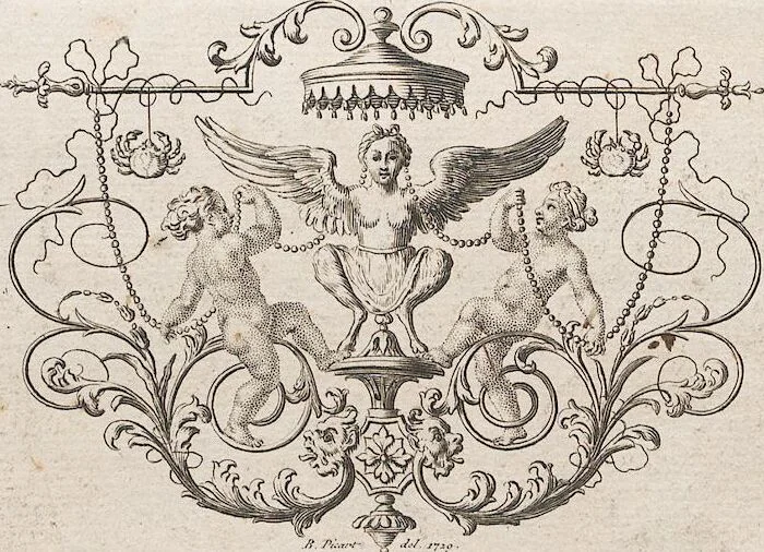 An illustration from Neueröffneter Musen-Tempel: welcher das allermerkwürdigste, aus den Fabeln der Alten in 60 auserlesenen und schönen Kupfern von Bernard Picart und andern kunstreichen Männern vorstellet ; mit deutlichen Erklärungen und Anmerkungen, 1754, leaf 5