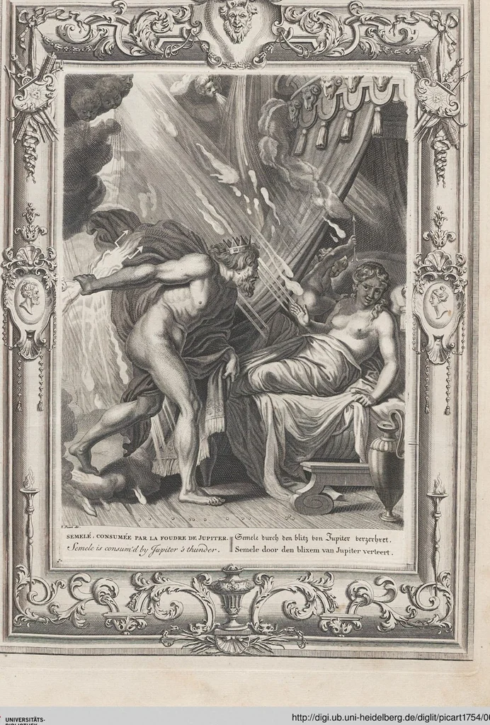 An illustration from Neueröffneter Musen-Tempel: welcher das allermerkwürdigste, aus den Fabeln der Alten in 60 auserlesenen und schönen Kupfern von Bernard Picart und andern kunstreichen Männern vorstellet ; mit deutlichen Erklärungen und Anmerkungen, 1754, leaf 60