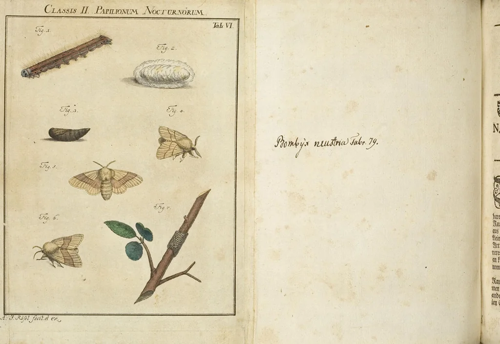 An illustration from (Band 1): ... in welchem die in sechs Classen eingetheilte Papilionen mit ihrem Ursprung, Verwandlung und allen wunderbaren Eigenschafften, aus eigener Erfahrung beschrieben und in sauber illuminirten Kupfern, nach dem Leben abgebildet, vorgestellet werden von August Johann Rösel, Miniatur-Mahlern: Nebst einer Vorrede, in welcher von dem Nutzen derer Insecten gehandelt, was sie seyen gezeiget, und von der Eintheilung dererselben Nachricht gegeben wird, 1746, leaf 329