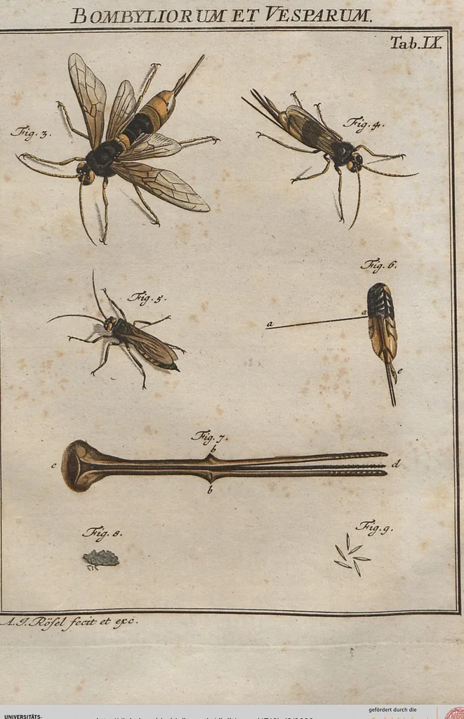 An illustration from (Band 2): ... welcher acht Classen verschiedener sowohl inländischer, als auch einiger ausländischer Insecte enthält, 1749, leaf 629
