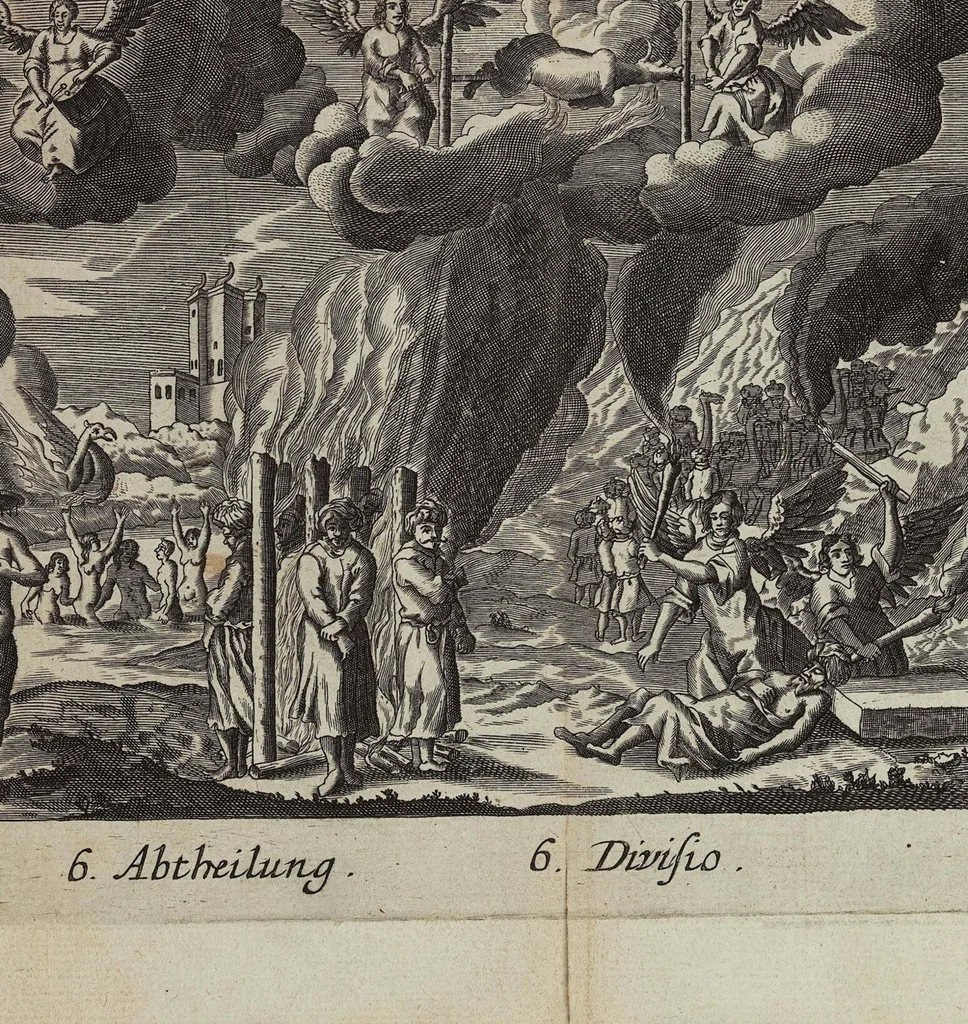 An illustration from Der gantzen Welt Religionen; Oder Beschreibung aller Gottes- und Götzendienste/ wie auch Ketzereyen/ in Asia, Africa, America, und Europa, von Anfang der Welt/ biß auff diese gegenwertige Zeit: Oder Beschreibung aller Gottes- und Götzendienste, wie auch Ketzereyen, in Asia, Africa, America und Europa, von Anfang der Welt, biß auff diese gegenwertige Zeit, 1668, leaf 229