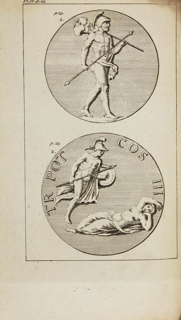 An illustration from A Guide To Classical Learning: Or, Polymetis Abridged: Containing, I. By Way of Introduction, the Characters of the Latin Poets and their Work ... II. An Inquiry concerning the Agreement between the Works of the Roman Poets and the Remains of the Antient Artists ... Being a Work absolutely necessary, not only for the Right Understanding of the Classics, but also for forming in Young Minds a True Taste for the Beauties of Poetry, Sculpture, and Painting, 1786, leaf 80