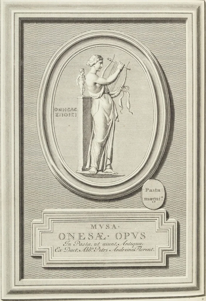 An illustration from Pierres Antiques Gravées, Sur Lesquelles Les Graveurs Ont Mis Leurs Noms: Dessinées & Gravées en Cuivre sur les Originaux ou d'après les Empreintes / Gemmæ Antiquæ Cælatæ, Scalptorum Nominibus Insignitæ. Ad ipsas Gemmas, aut Earum Ectypos Delineatæ & Aeri incisæ, 1724, leaf 188