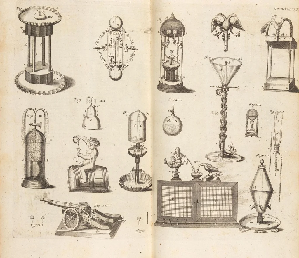 An illustration from (Dritter Theil): Neu-auffgerichtetes Rüst- und Zeughauß Der Natur: Worinnen Die so wundersame/ curiöse/ auch sehr nützliche Machinen und Instrumenten/ deren sich die heutige Naturkündiger in Erforschung der natürlichen Ursachen bedienen/ zu sehen und zu finden sind. Zum Vorschub aller derjenigen/ so der Lateinischen Sprach nicht mächtig sind/ und dennoch ihren Schöpffer in der Natur zu verehren suchen ..., 1714, leaf 118