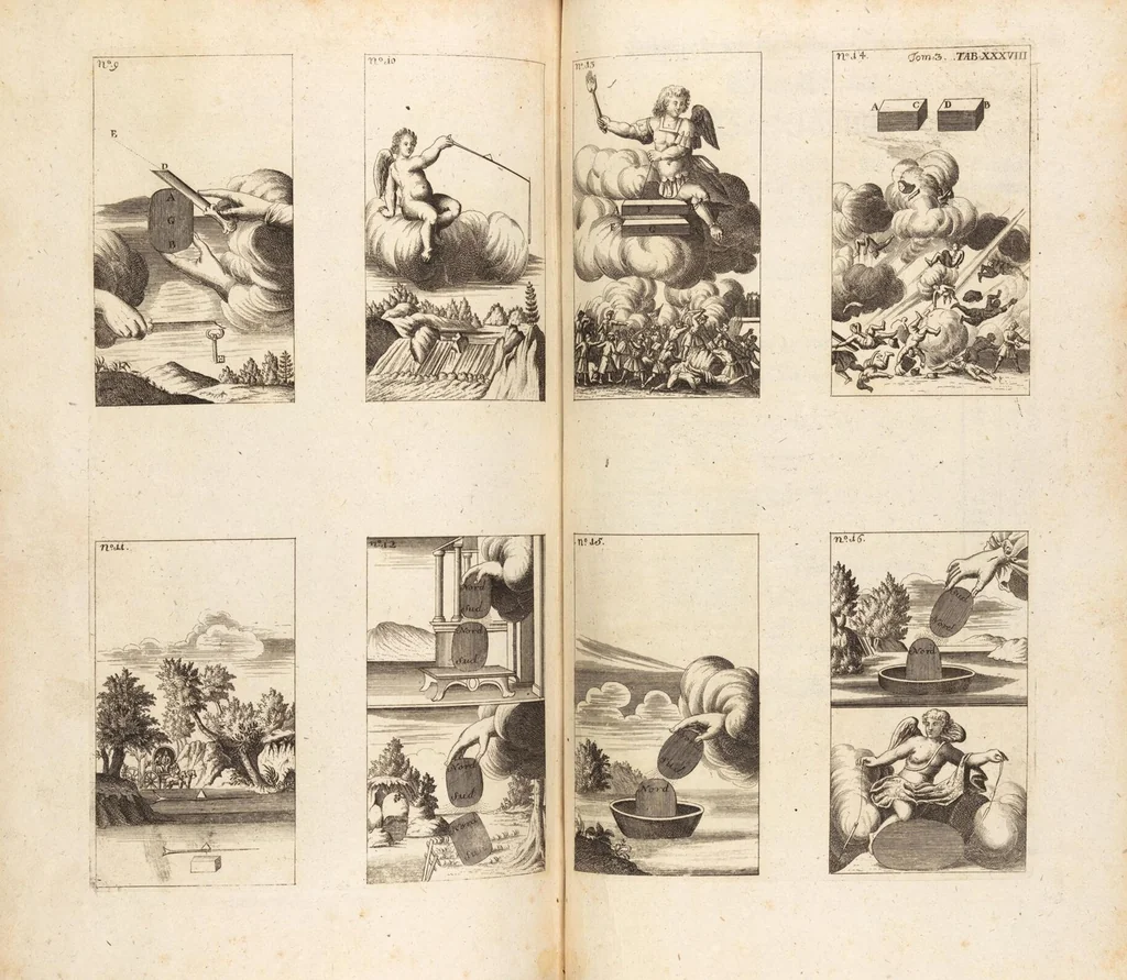 An illustration from (Dritter Theil): Neu-auffgerichtetes Rüst- und Zeughauß Der Natur: Worinnen Die so wundersame/ curiöse/ auch sehr nützliche Machinen und Instrumenten/ deren sich die heutige Naturkündiger in Erforschung der natürlichen Ursachen bedienen/ zu sehen und zu finden sind. Zum Vorschub aller derjenigen/ so der Lateinischen Sprach nicht mächtig sind/ und dennoch ihren Schöpffer in der Natur zu verehren suchen ..., 1714, leaf 188