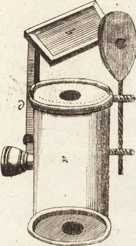 An illustration from (Dritter Theil): Neu-auffgerichtetes Rüst- und Zeughauß Der Natur: Worinnen Die so wundersame/ curiöse/ auch sehr nützliche Machinen und Instrumenten/ deren sich die heutige Naturkündiger in Erforschung der natürlichen Ursachen bedienen/ zu sehen und zu finden sind. Zum Vorschub aller derjenigen/ so der Lateinischen Sprach nicht mächtig sind/ und dennoch ihren Schöpffer in der Natur zu verehren suchen ..., 1714, leaf 19