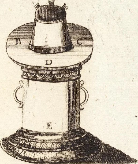 An illustration from (Dritter Theil): Neu-auffgerichtetes Rüst- und Zeughauß Der Natur: Worinnen Die so wundersame/ curiöse/ auch sehr nützliche Machinen und Instrumenten/ deren sich die heutige Naturkündiger in Erforschung der natürlichen Ursachen bedienen/ zu sehen und zu finden sind. Zum Vorschub aller derjenigen/ so der Lateinischen Sprach nicht mächtig sind/ und dennoch ihren Schöpffer in der Natur zu verehren suchen ..., 1714, leaf 19