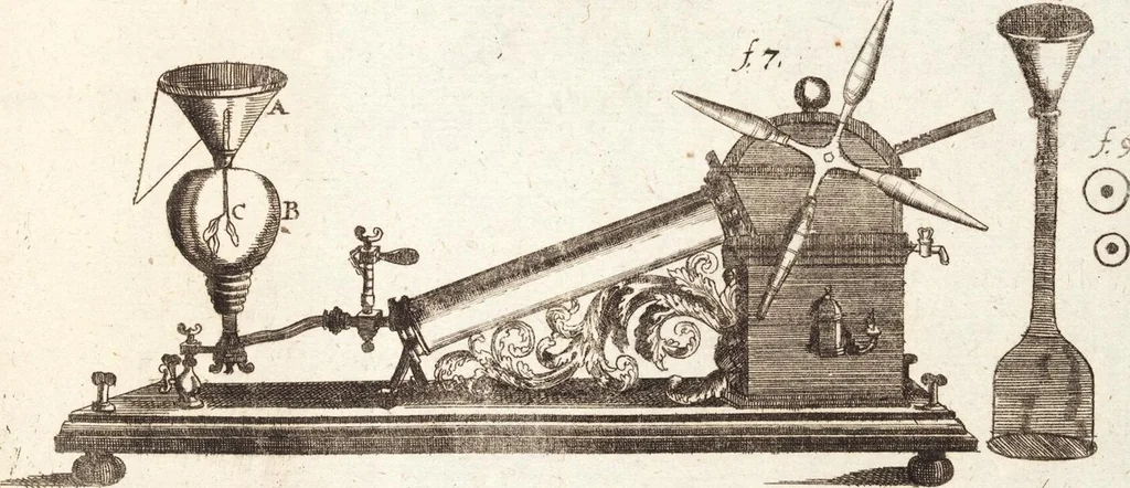 An illustration from (Dritter Theil): Neu-auffgerichtetes Rüst- und Zeughauß Der Natur: Worinnen Die so wundersame/ curiöse/ auch sehr nützliche Machinen und Instrumenten/ deren sich die heutige Naturkündiger in Erforschung der natürlichen Ursachen bedienen/ zu sehen und zu finden sind. Zum Vorschub aller derjenigen/ so der Lateinischen Sprach nicht mächtig sind/ und dennoch ihren Schöpffer in der Natur zu verehren suchen ..., 1714, leaf 45