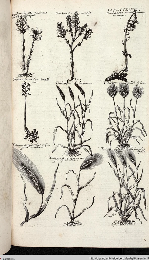 An illustration from Viridarium Reformatum, Seu Regnum Vegetabile, Das ist: Neu-eingerichtetes und Vollständiges Kräuter-Buch: Worinnen auff noch nicht geschehene Weise Derer Vegetabilien, als Kräutern, Sträuchen, Bäumen, Bluhmen und anderer Erd-Gewachsen Art, Krafft und Würckung dergestalt beschrieben werden, daß man dieses Werck statt einer Botanischen Bibliothec haben ... kan, 1719, leaf 986