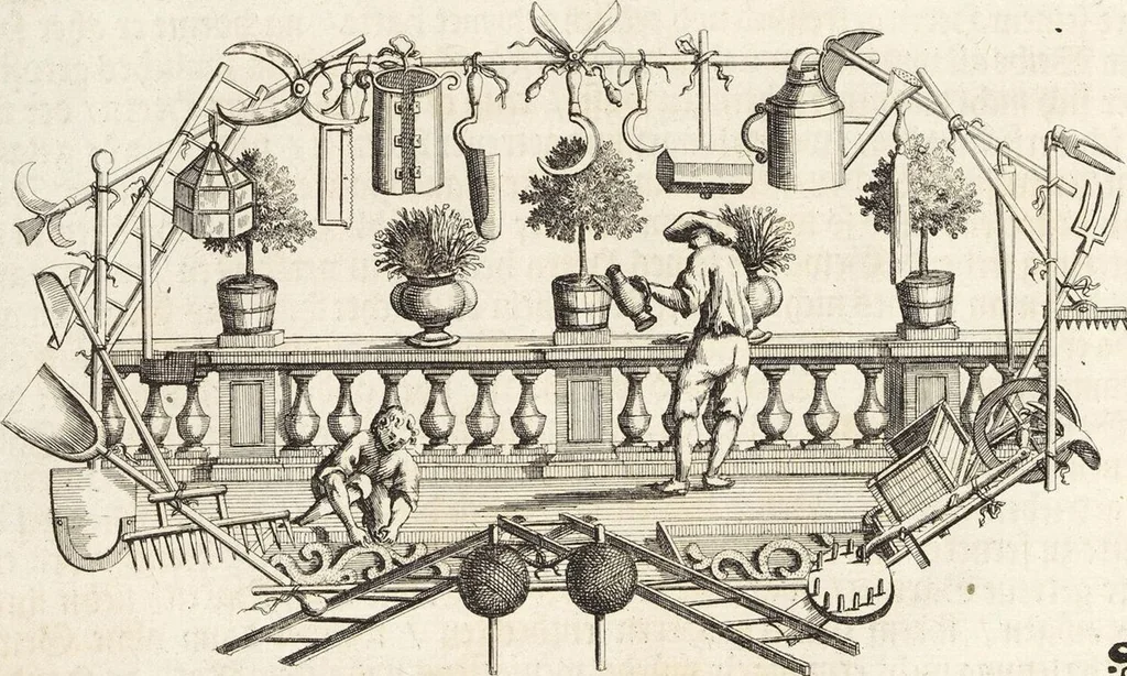 An illustration from Nürnbergische Hesperides, Oder Gründliche Beschreibung Der Edlen Citronat- Citronen- und Pomeranzen-Früchte: Wie solche in selbiger und benachbarten Gegend/ recht mögen eingesetzt/ gewartet/ erhalten und fortgebracht werden/ Samt Einer ausführlichen Erzehlung der meisten Sorten/ welche theils zu Nürnberg würcklich gewachsen/ theils von verschiedenen fremden Orten dahin gebracht worden, auf das accurateste in Kupffer gestochen/ in Vier Theile eingetheilet und mit nützlichen Anmerckungen erkläret, 1708, leaf 100