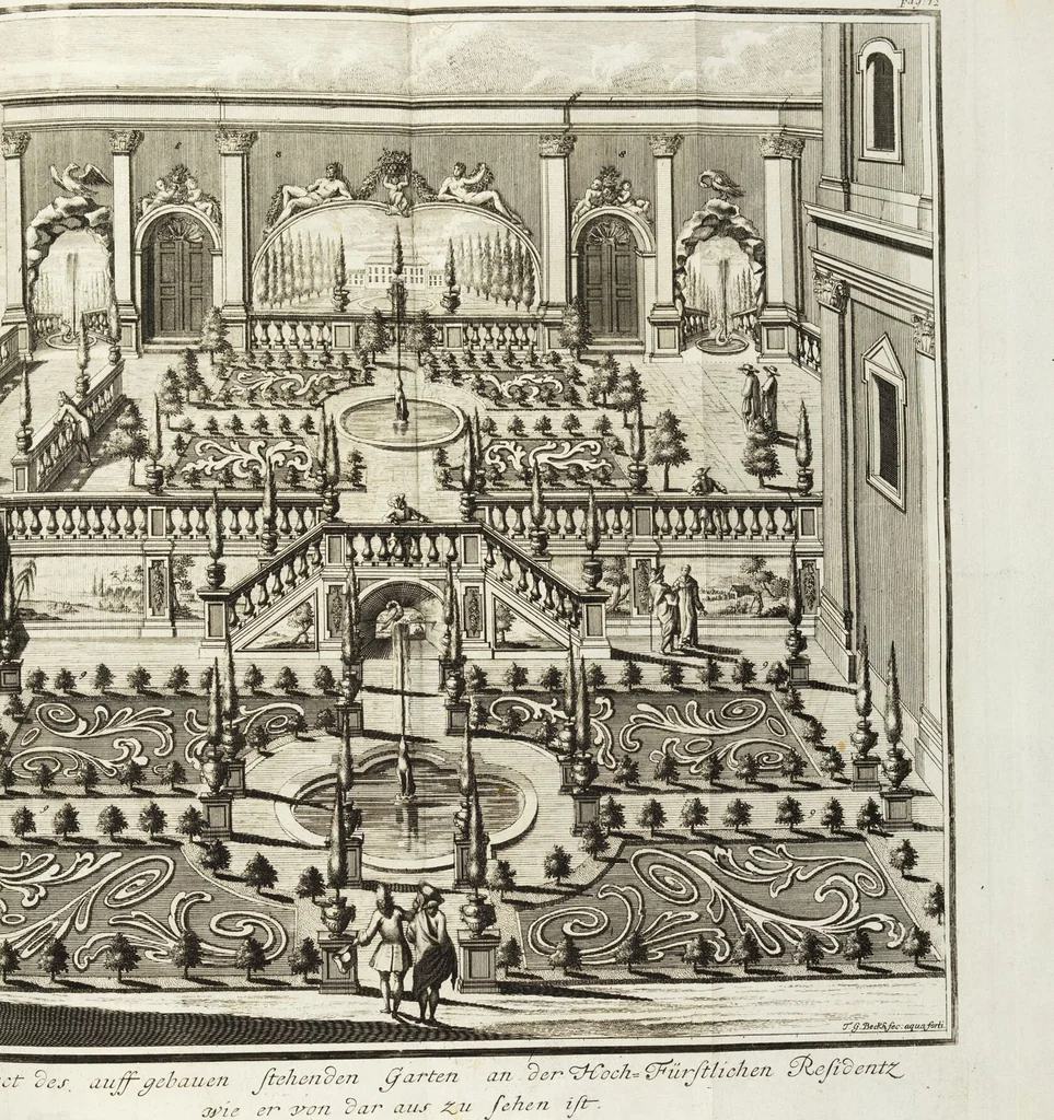 An illustration from Continvation der Nürnbergischen Hesperidvm, Oder: Fernere gründliche Beschreibung Der Edlen Citronat- Citronen- und Pomeranzen-Früchte: mit einem ausführlichen Bericht, wie solche am besten zu warten und zu erhalten seyn ; Worbei diejenigen Sorten, so theils zu Nürnberg gewachsen, theils von verschiedenen fremden Orten dahin gelanget, auf das accurateste in Kupffer gestochen und nachgezeichnet worden ; abermals in vier Theile eingetheilet, und mit gehörigen Anmerkungen erläutert, 1714, leaf 85
