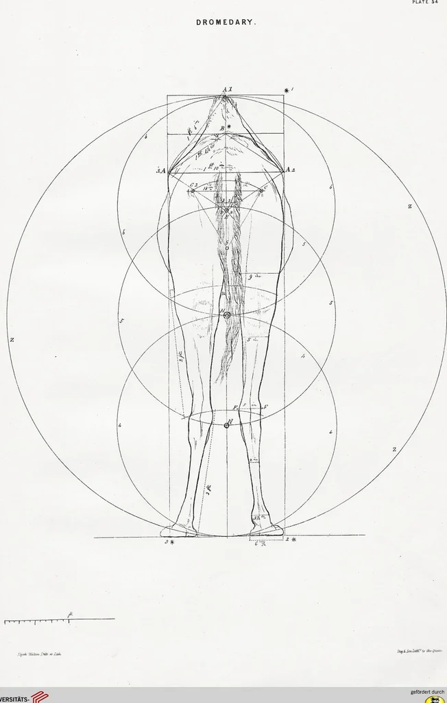 An illustration from The camel: its anatomy, proportions, and paces, 1865, leaf 102