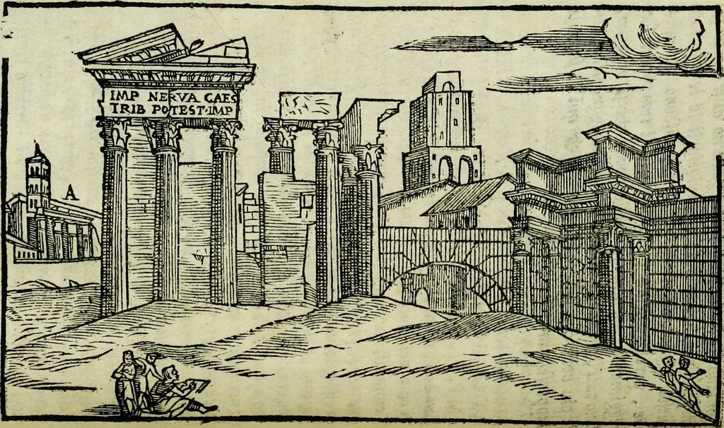 An illustration from Le antichita della citta di Roma: raccolte sotto breuita da diuersi antichi & moderni scrittori, 1580, leaf 112