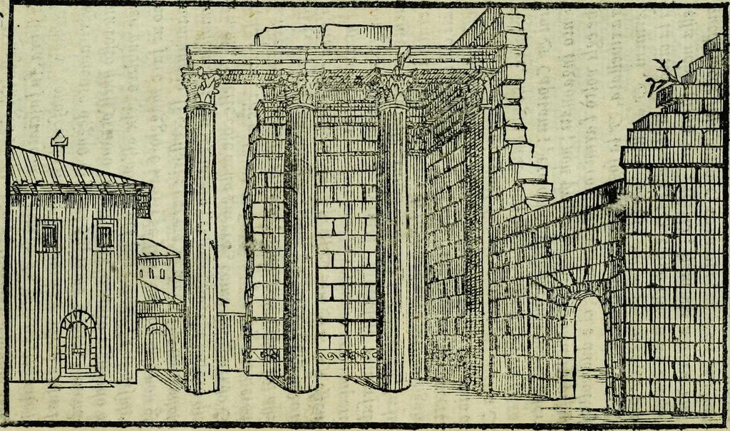 An illustration from Le antichita della citta di Roma: raccolte sotto breuita da diuersi antichi & moderni scrittori, 1580, leaf 115