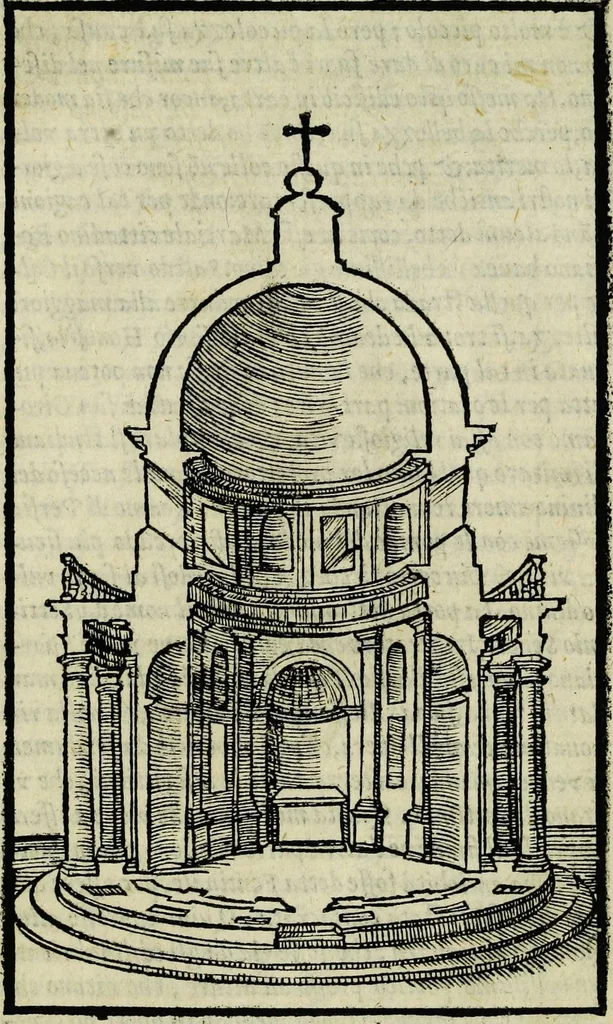 An illustration from Le antichita della citta di Roma: raccolte sotto breuita da diuersi antichi & moderni scrittori, 1580, leaf 345