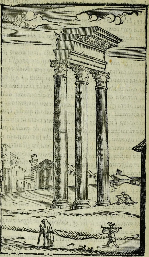 An illustration from Le antichita della citta di Roma: raccolte sotto breuita da diuersi antichi & moderni scrittori, 1580, leaf 70