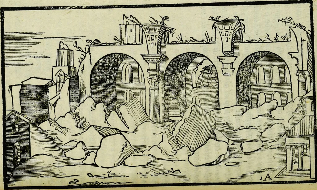 An illustration from Le antichita della citta di Roma: raccolte sotto breuita da diuersi antichi & moderni scrittori, 1580, leaf 84
