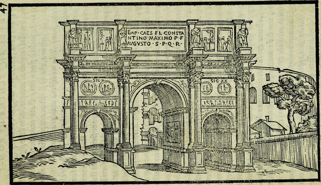 An illustration from Le antichita della citta di Roma: raccolte sotto breuita da diuersi antichi & moderni scrittori, 1580, leaf 97