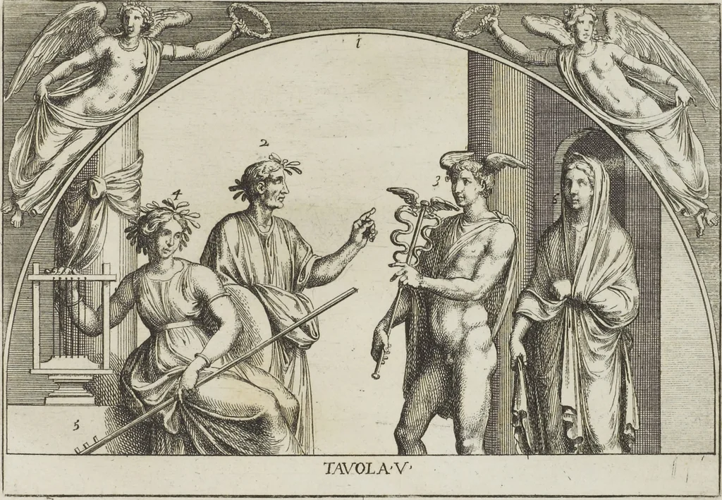An illustration from Le pitture antiche delle grotte di Roma, e del sepolcro de' Nasonj: disegnate, & intagliate alla similitudine degli antichi originali, 1706, leaf 102