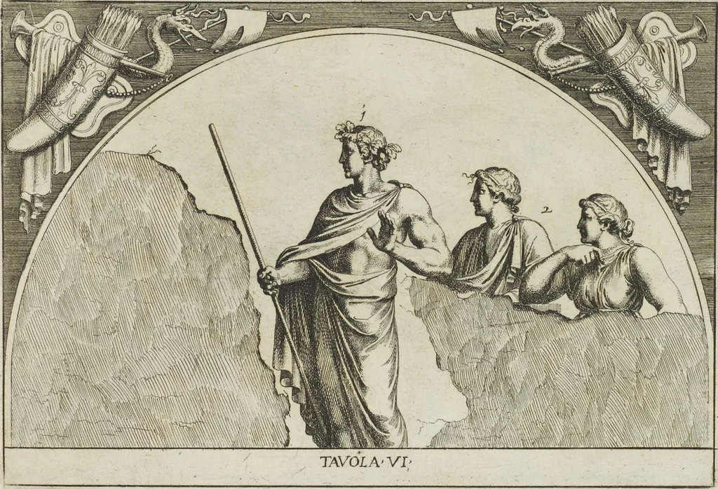 An illustration from Le pitture antiche delle grotte di Roma, e del sepolcro de' Nasonj: disegnate, & intagliate alla similitudine degli antichi originali, 1706, leaf 104