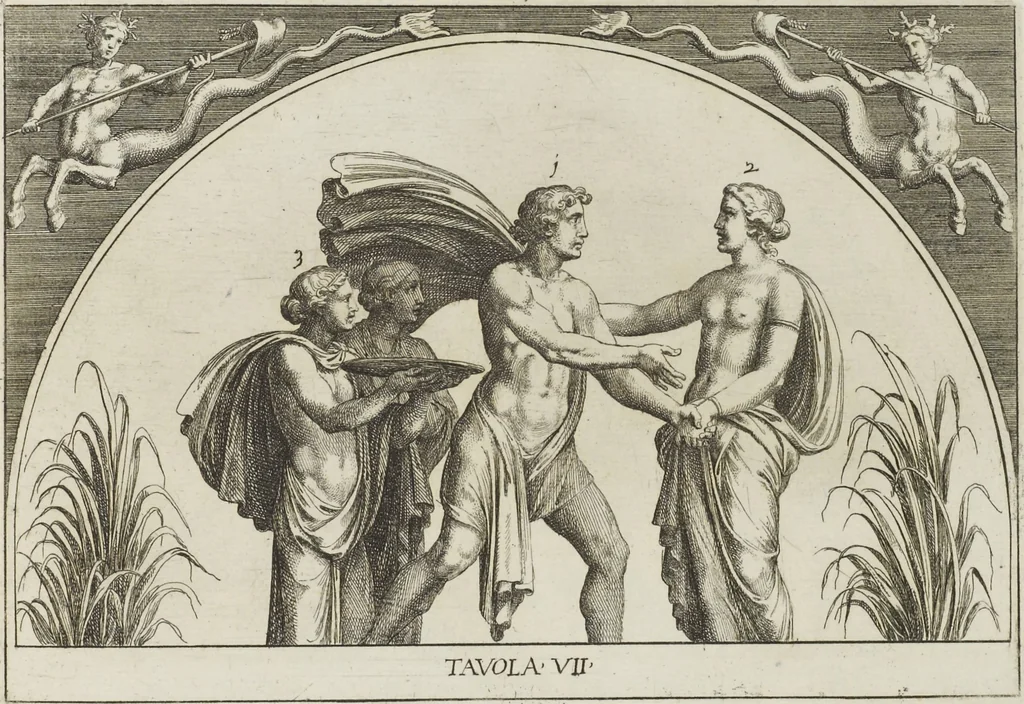 An illustration from Le pitture antiche delle grotte di Roma, e del sepolcro de' Nasonj: disegnate, & intagliate alla similitudine degli antichi originali, 1706, leaf 106