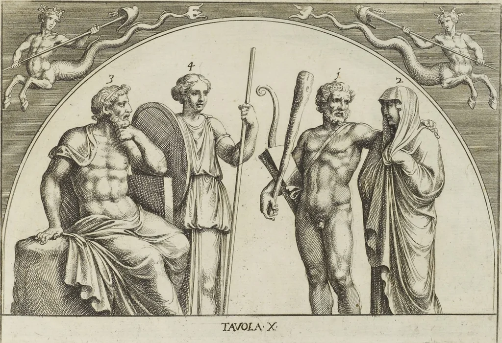 An illustration from Le pitture antiche delle grotte di Roma, e del sepolcro de' Nasonj: disegnate, & intagliate alla similitudine degli antichi originali, 1706, leaf 112