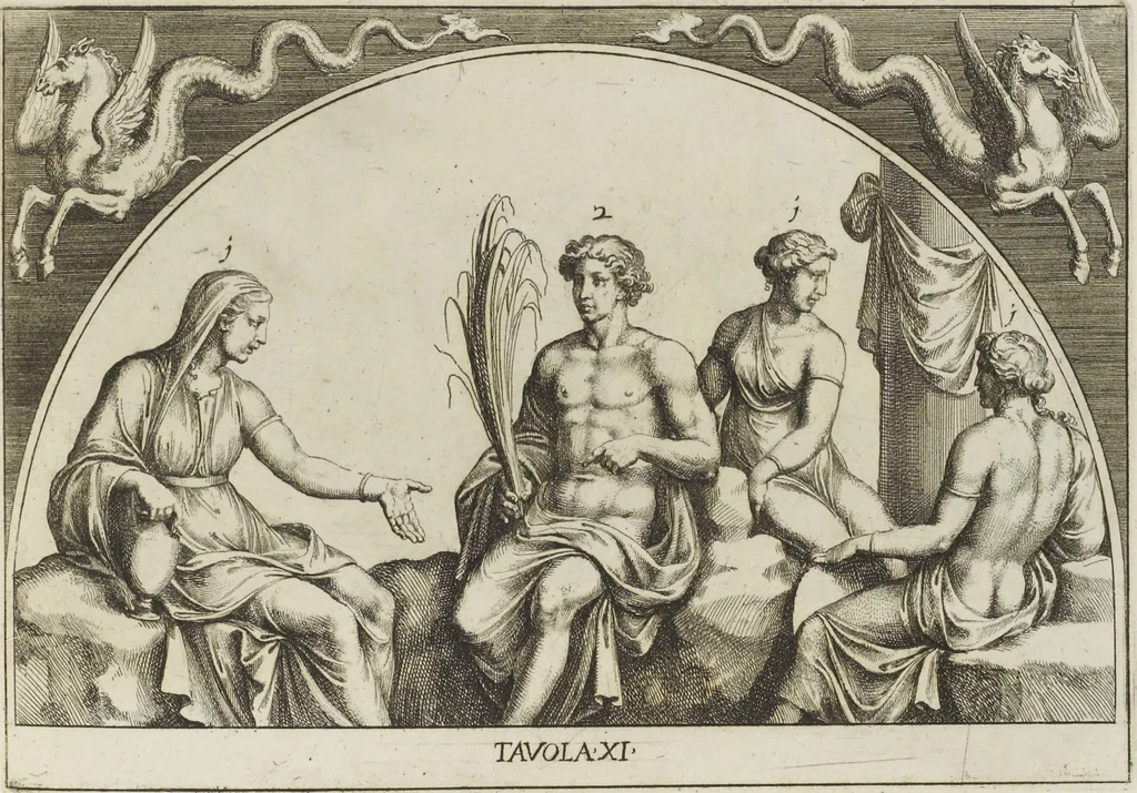 An illustration from Le pitture antiche delle grotte di Roma, e del sepolcro de' Nasonj: disegnate, & intagliate alla similitudine degli antichi originali, 1706, leaf 114