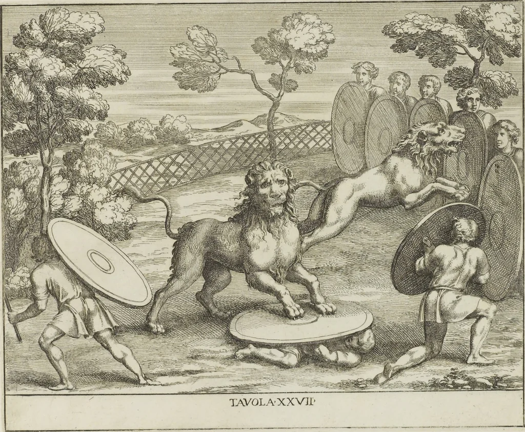 An illustration from Le pitture antiche delle grotte di Roma, e del sepolcro de' Nasonj: disegnate, & intagliate alla similitudine degli antichi originali, 1706, leaf 148