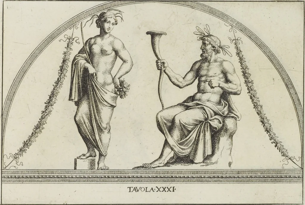 An illustration from Le pitture antiche delle grotte di Roma, e del sepolcro de' Nasonj: disegnate, & intagliate alla similitudine degli antichi originali, 1706, leaf 156