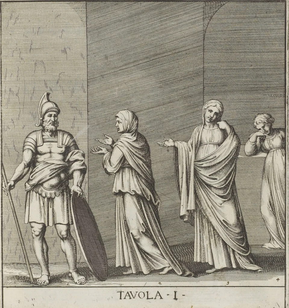 An illustration from Le pitture antiche delle grotte di Roma, e del sepolcro de' Nasonj: disegnate, & intagliate alla similitudine degli antichi originali, 1706, leaf 16