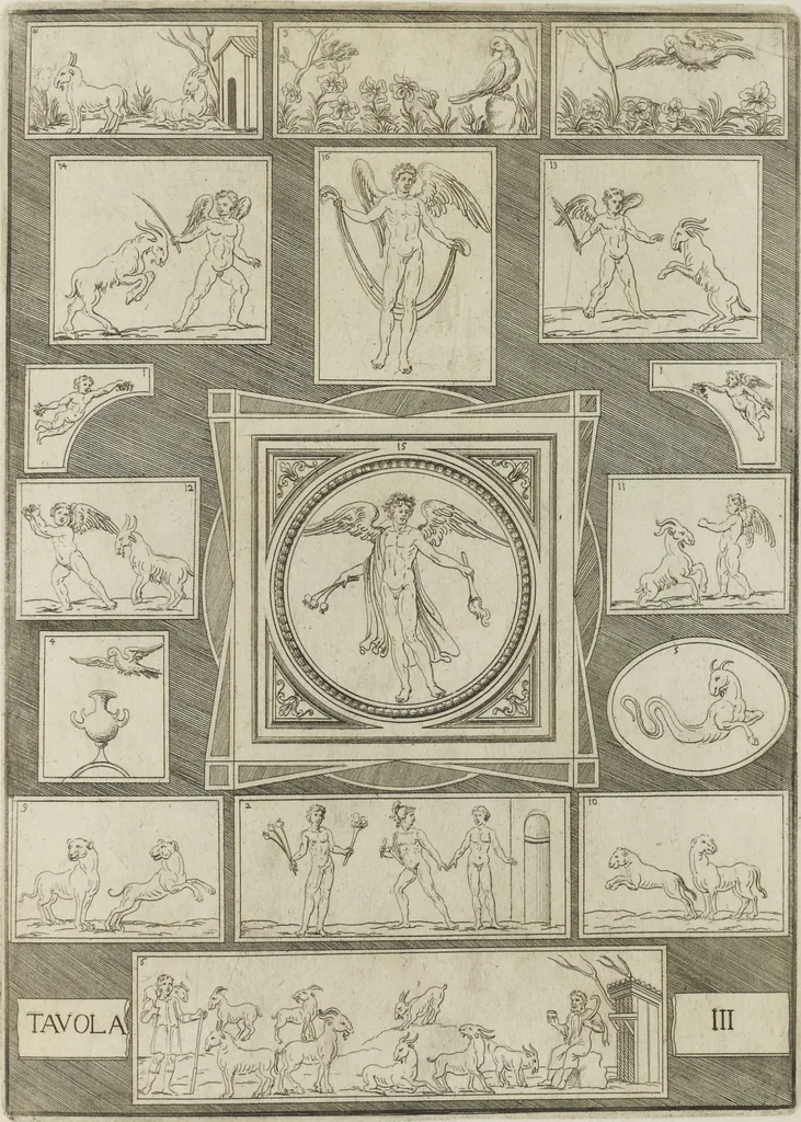 An illustration from Le pitture antiche delle grotte di Roma, e del sepolcro de' Nasonj: disegnate, & intagliate alla similitudine degli antichi originali, 1706, leaf 196