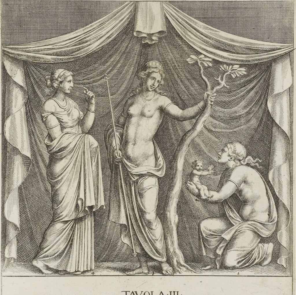 An illustration from Le pitture antiche delle grotte di Roma, e del sepolcro de' Nasonj: disegnate, & intagliate alla similitudine degli antichi originali, 1706, leaf 20