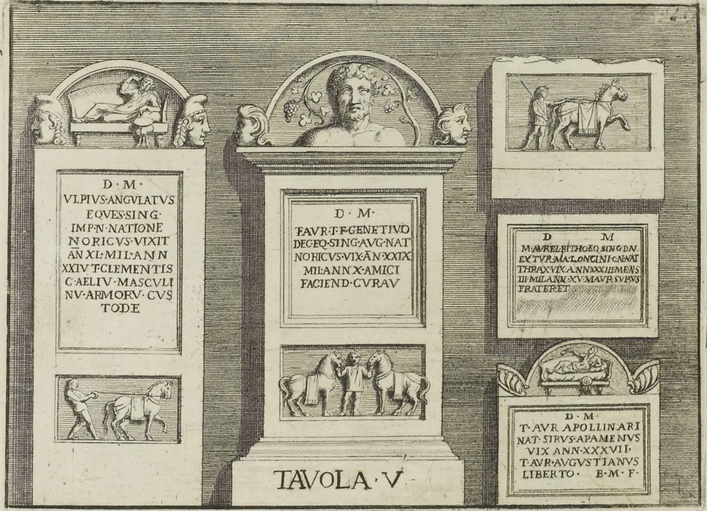 An illustration from Le pitture antiche delle grotte di Roma, e del sepolcro de' Nasonj: disegnate, & intagliate alla similitudine degli antichi originali, 1706, leaf 200