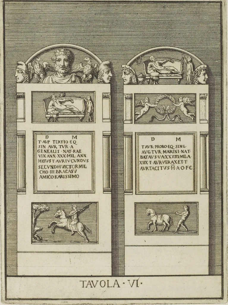 An illustration from Le pitture antiche delle grotte di Roma, e del sepolcro de' Nasonj: disegnate, & intagliate alla similitudine degli antichi originali, 1706, leaf 202