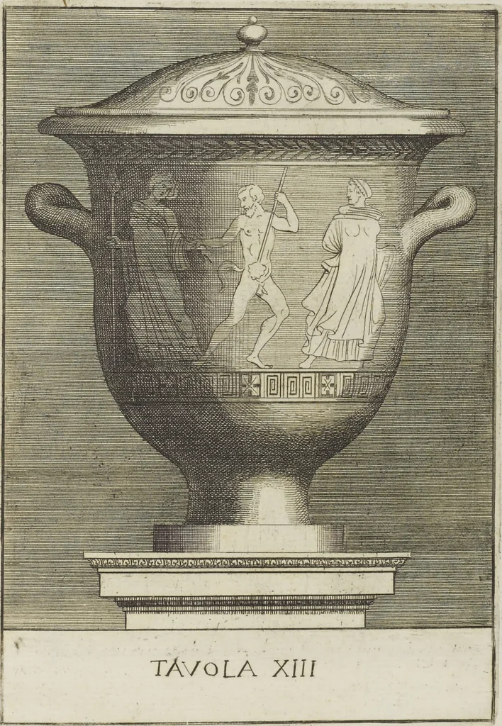 An illustration from Le pitture antiche delle grotte di Roma, e del sepolcro de' Nasonj: disegnate, & intagliate alla similitudine degli antichi originali, 1706, leaf 216