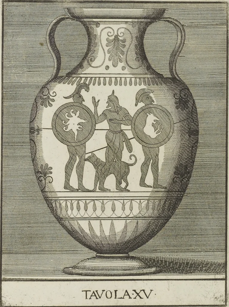 An illustration from Le pitture antiche delle grotte di Roma, e del sepolcro de' Nasonj: disegnate, & intagliate alla similitudine degli antichi originali, 1706, leaf 220