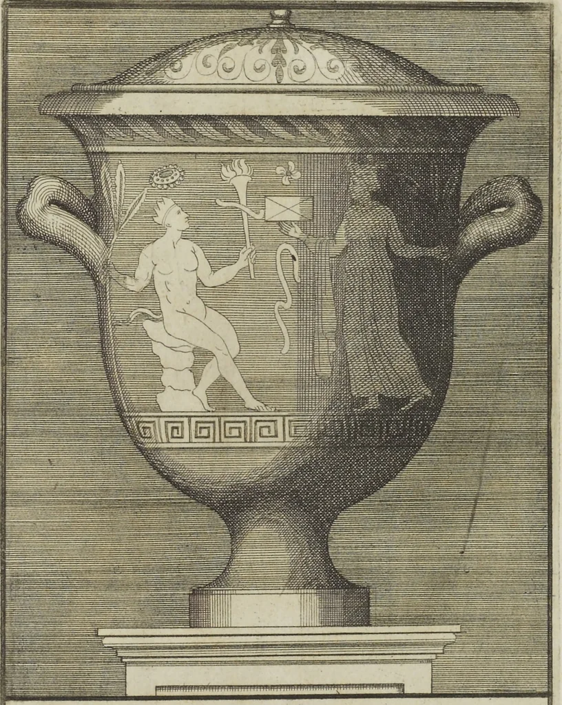 An illustration from Le pitture antiche delle grotte di Roma, e del sepolcro de' Nasonj: disegnate, & intagliate alla similitudine degli antichi originali, 1706, leaf 222