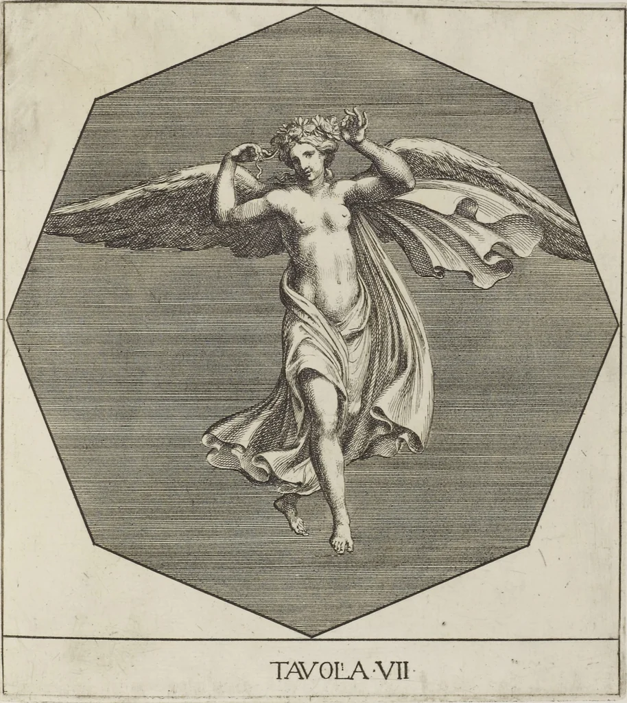 An illustration from Le pitture antiche delle grotte di Roma, e del sepolcro de' Nasonj: disegnate, & intagliate alla similitudine degli antichi originali, 1706, leaf 28