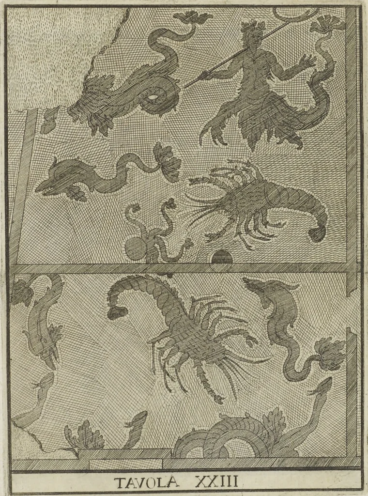 An illustration from Le pitture antiche delle grotte di Roma, e del sepolcro de' Nasonj: disegnate, & intagliate alla similitudine degli antichi originali, 1706, leaf 62