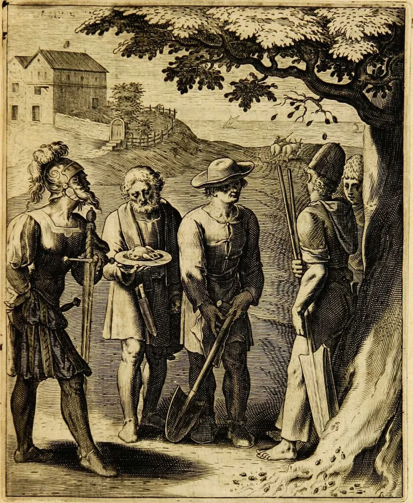 An illustration from Quinti Horatii Flacci emblemata: imaginibus in aes incisis, notisq[ue] illustrata, 1612, leaf 105