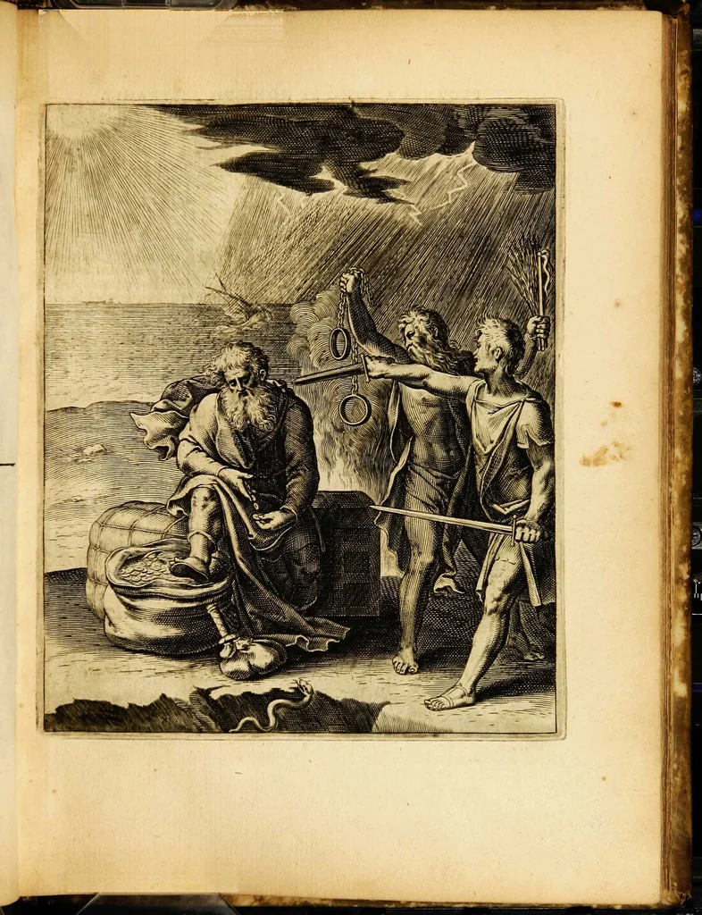 An illustration from Quinti Horatii Flacci emblemata: imaginibus in aes incisis, notisq[ue] illustrata, 1612, leaf 107