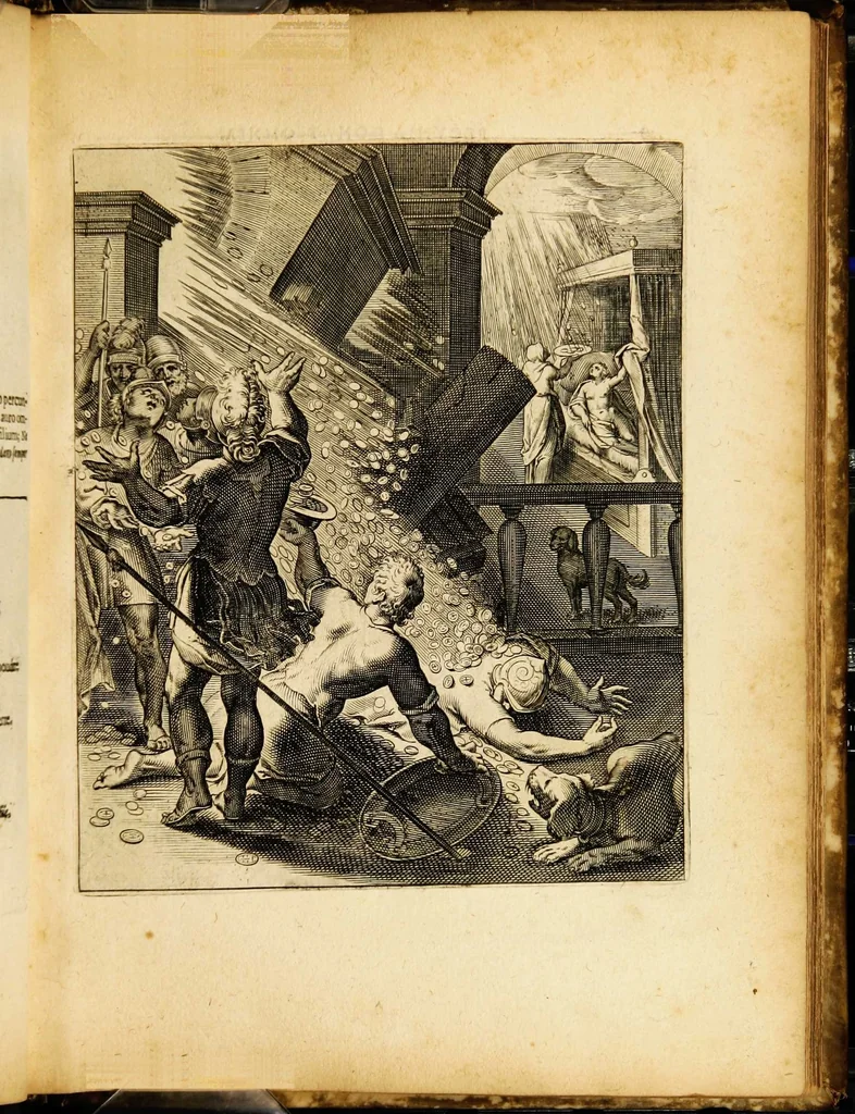 An illustration from Quinti Horatii Flacci emblemata: imaginibus in aes incisis, notisq[ue] illustrata, 1612, leaf 131