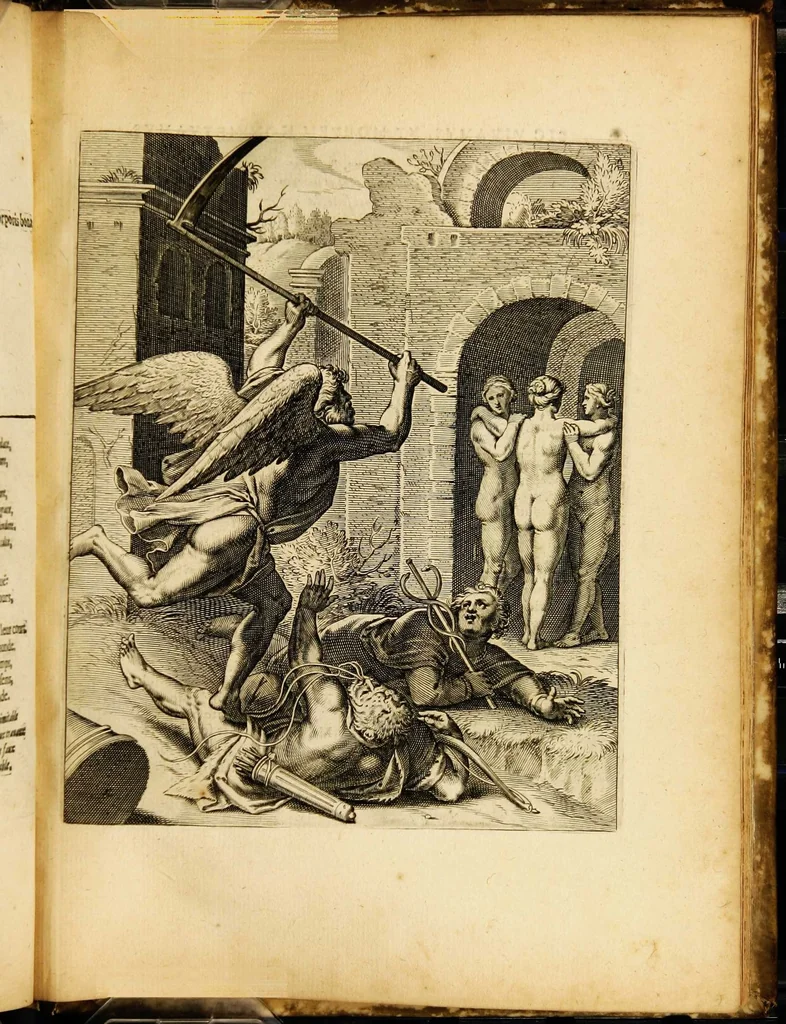 An illustration from Quinti Horatii Flacci emblemata: imaginibus in aes incisis, notisq[ue] illustrata, 1612, leaf 195