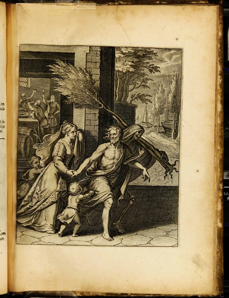 An illustration from Quinti Horatii Flacci emblemata: imaginibus in aes incisis, notisq[ue] illustrata, 1612, leaf 201