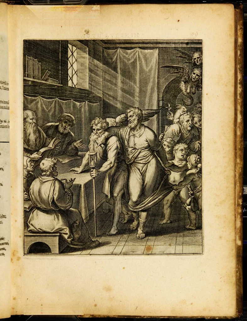 An illustration from Quinti Horatii Flacci emblemata: imaginibus in aes incisis, notisq[ue] illustrata, 1612, leaf 51