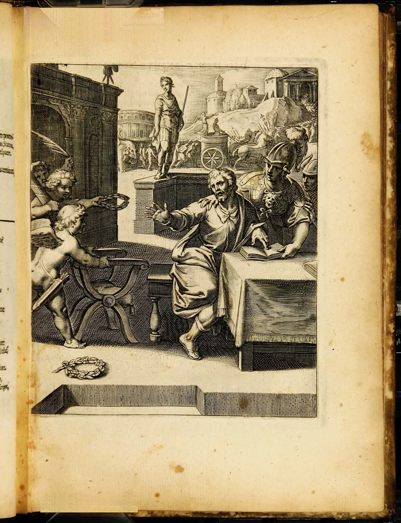 An illustration from Quinti Horatii Flacci emblemata: imaginibus in aes incisis, notisq[ue] illustrata, 1612, leaf 53