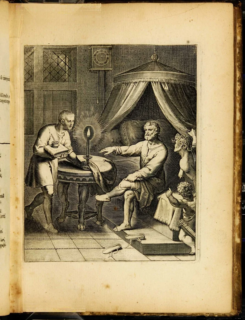 An illustration from Quinti Horatii Flacci emblemata: imaginibus in aes incisis, notisq[ue] illustrata, 1612, leaf 57